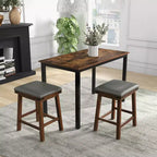 Costway Sgabelli da Bar per Sala da Pranzo da 24" Set di 2, Sgabelli da Bancone con Sedile Imbottito, Struttura in Legno, Marrone/Bianco