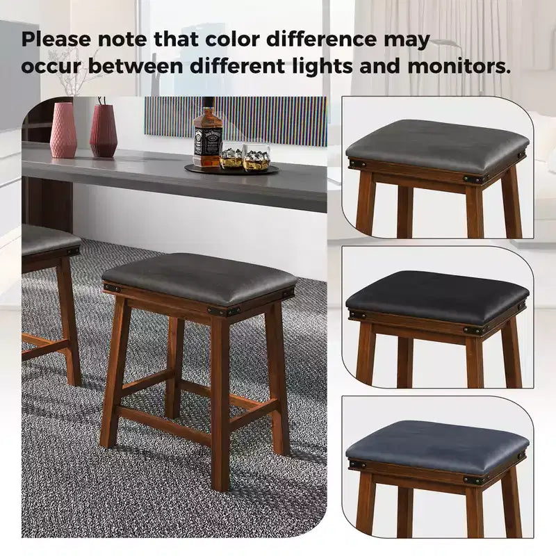 Costway Sgabelli da Bar per Sala da Pranzo da 24" Set di 2, Sgabelli da Bancone con Sedile Imbottito, Struttura in Legno, Marrone/Bianco