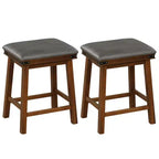 Costway 24'' Dining Bar Stool Set of 2 Counter Height Padded Seat Wood Frame Kitchen Brown/White
