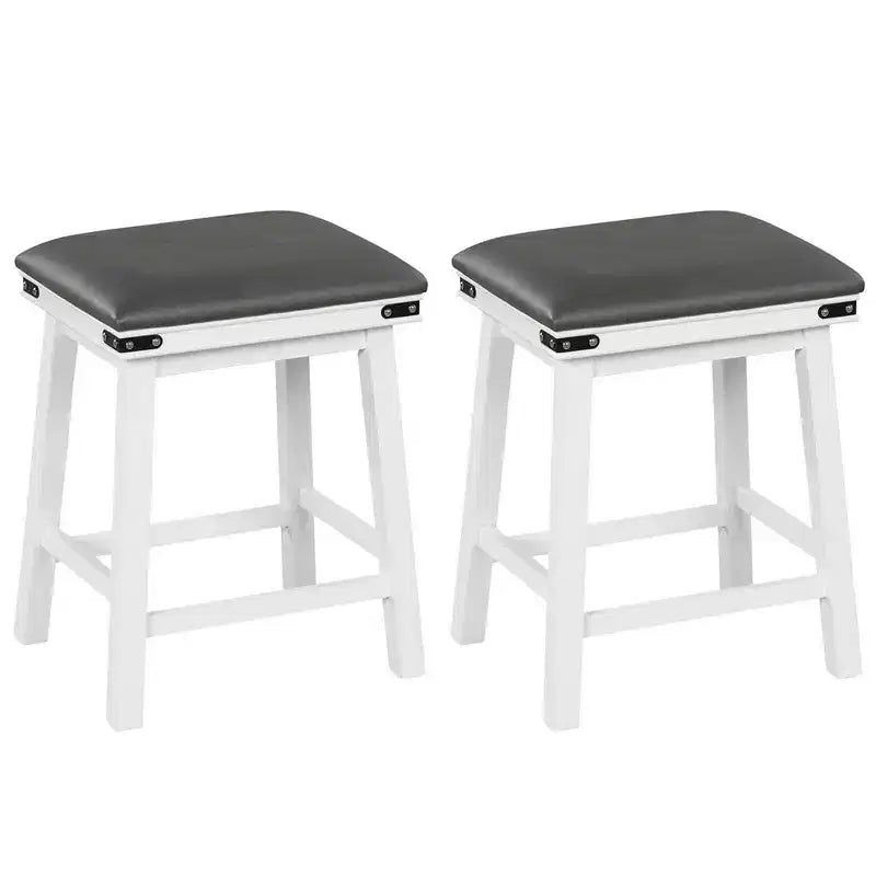 Costway Sgabelli da Bar per Sala da Pranzo da 24" Set di 2, Sgabelli da Bancone con Sedile Imbottito, Struttura in Legno, Marrone/Bianco