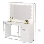 Boahaus Tatiana Toeletta Trucco Illuminata con 7 Cassetti Prese di Corrente e Porte USB