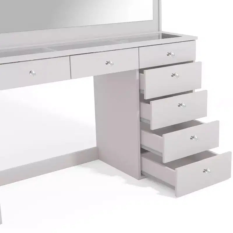 Boahaus Tatiana Toeletta Trucco Illuminata con 7 Cassetti Prese di Corrente e Porte USB