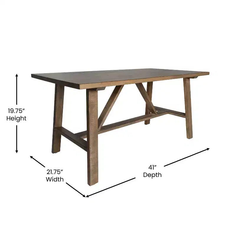 Flash Furniture Eli Tavolino da caffè in legno massiccio in stile rustico, tavolino d'appoggio in stile cavalletto