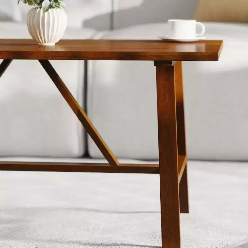 Flash Furniture Eli Tavolino da caffè in legno massiccio in stile rustico, tavolino d'appoggio in stile cavalletto