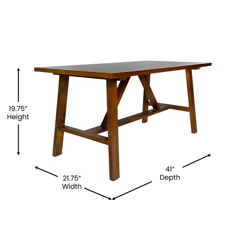 Flash Furniture Eli Tavolino da caffè in legno massiccio in stile rustico, tavolino d'appoggio in stile cavalletto