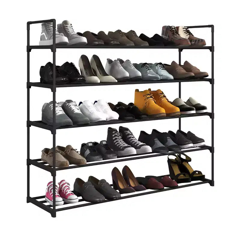 Scarpiera a 5 ripiani Home-Complete per 25 paia, nera