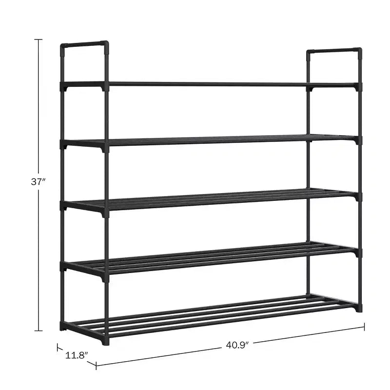 Scarpiera a 5 ripiani Home-Complete per 25 paia, nera