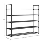 Scarpiera a 5 ripiani Home-Complete per 25 paia, nera