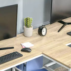 HOMCOM Scrivania Doppia per Due Persone con 2 Ripiani, Workstation con Libreria, Scrivania Lunga per Ufficio Domestico