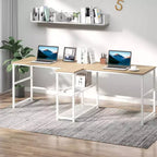 HOMCOM Scrivania Doppia per Due Persone con 2 Ripiani, Workstation con Libreria, Scrivania Lunga per Ufficio Domestico