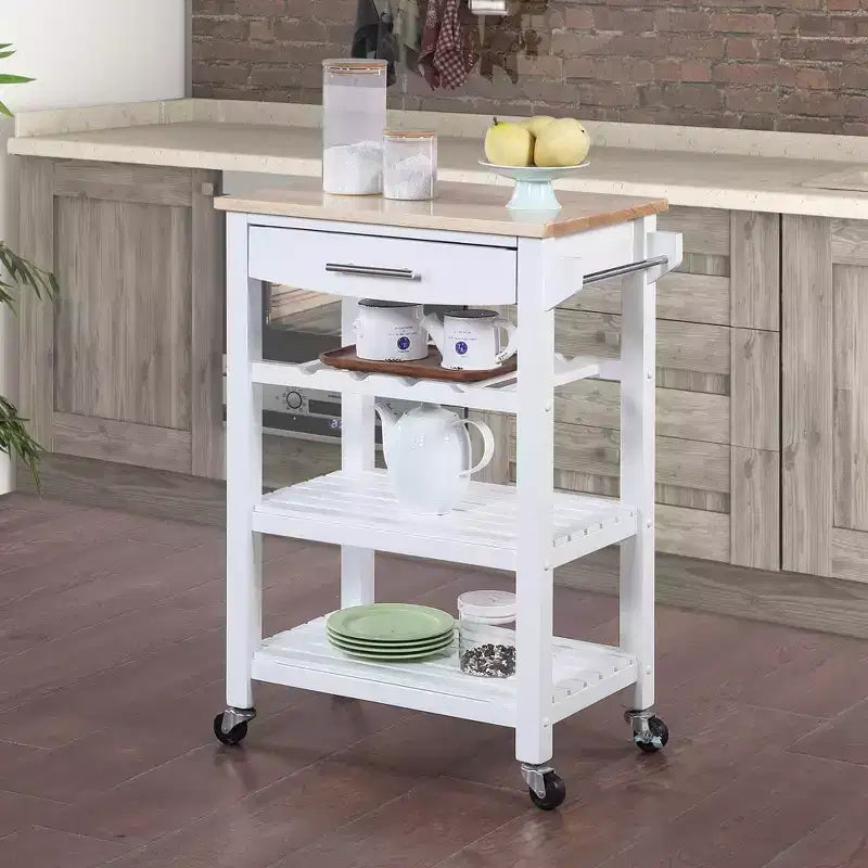 Carrello da Cucina Ellaine a 4 Ripiani con Tagliere, Cassetto e Portabottiglie - Breighton Home