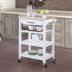 Carrello da Cucina Ellaine a 4 Ripiani con Tagliere, Cassetto e Portabottiglie - Breighton Home