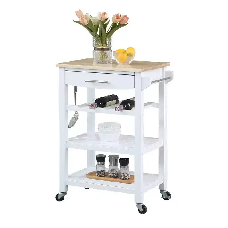 Carrello da Cucina Ellaine a 4 Ripiani con Tagliere, Cassetto e Portabottiglie - Breighton Home