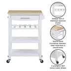 Carrello da Cucina Ellaine a 4 Ripiani con Tagliere, Cassetto e Portabottiglie - Breighton Home