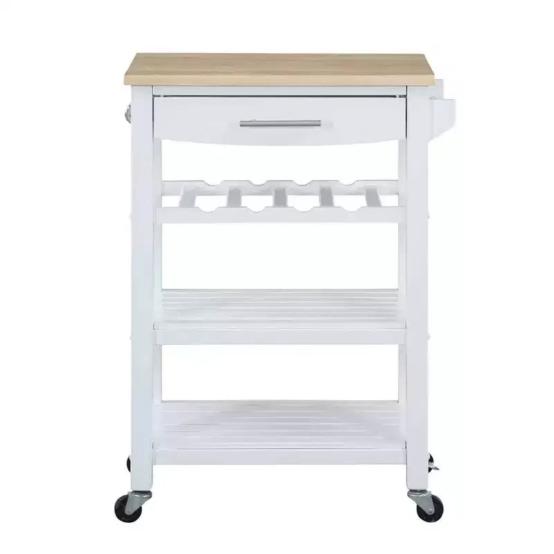 Carrello da Cucina Ellaine a 4 Ripiani con Tagliere, Cassetto e Portabottiglie - Breighton Home