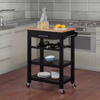 Carrello da Cucina Ellaine a 4 Ripiani con Tagliere, Cassetto e Portabottiglie - Breighton Home