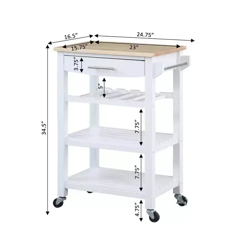 Carrello da Cucina Ellaine a 4 Ripiani con Tagliere, Cassetto e Portabottiglie - Breighton Home