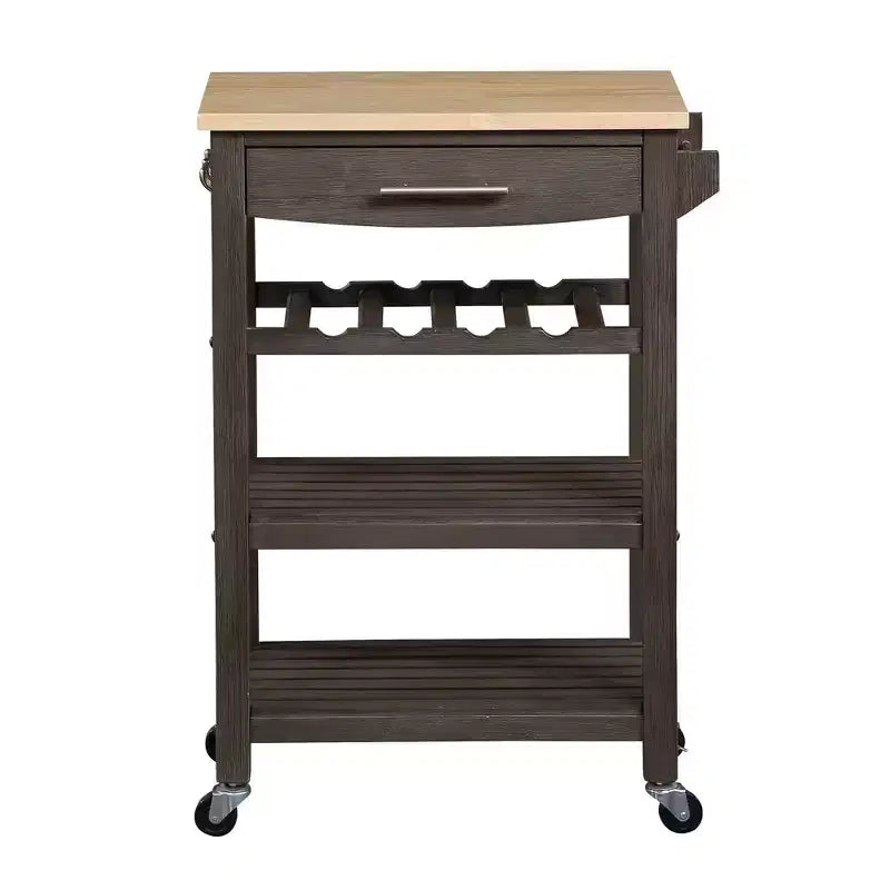 Carrello da Cucina Ellaine a 4 Ripiani con Tagliere, Cassetto e Portabottiglie - Breighton Home