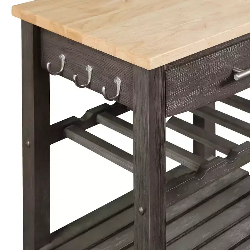 Carrello da Cucina Ellaine a 4 Ripiani con Tagliere, Cassetto e Portabottiglie - Breighton Home