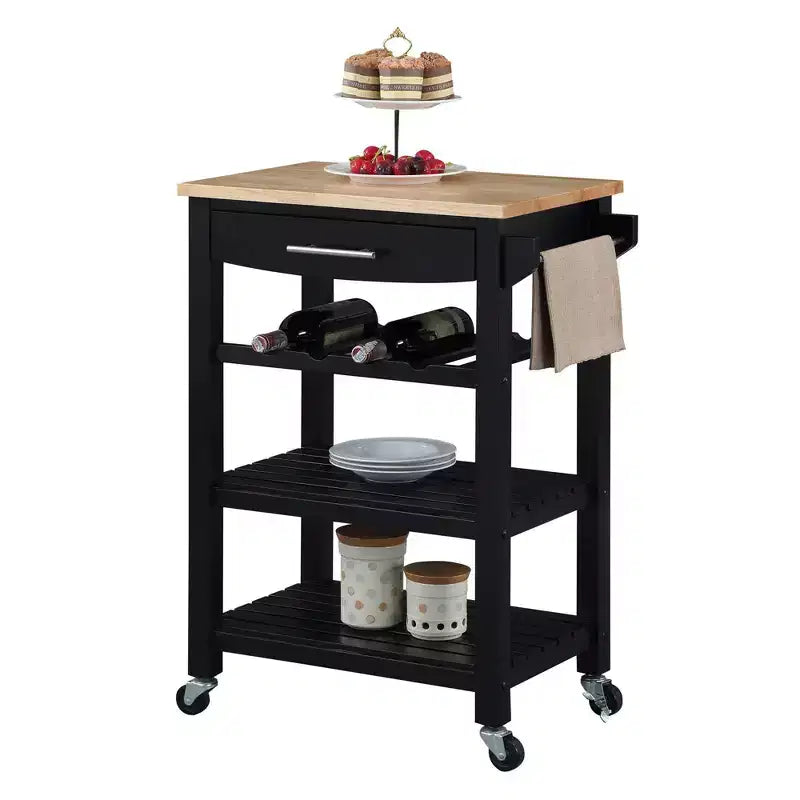 Carrello da Cucina Ellaine a 4 Ripiani con Tagliere, Cassetto e Portabottiglie - Breighton Home