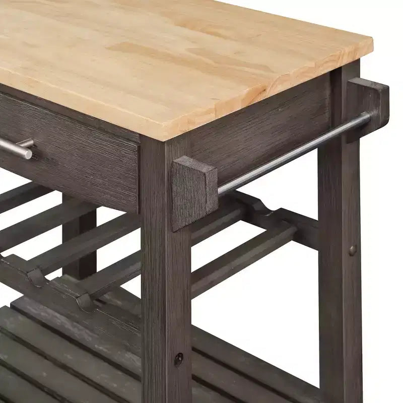 Carrello da Cucina Ellaine a 4 Ripiani con Tagliere, Cassetto e Portabottiglie - Breighton Home