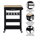 Carrello da Cucina Ellaine a 4 Ripiani con Tagliere, Cassetto e Portabottiglie - Breighton Home