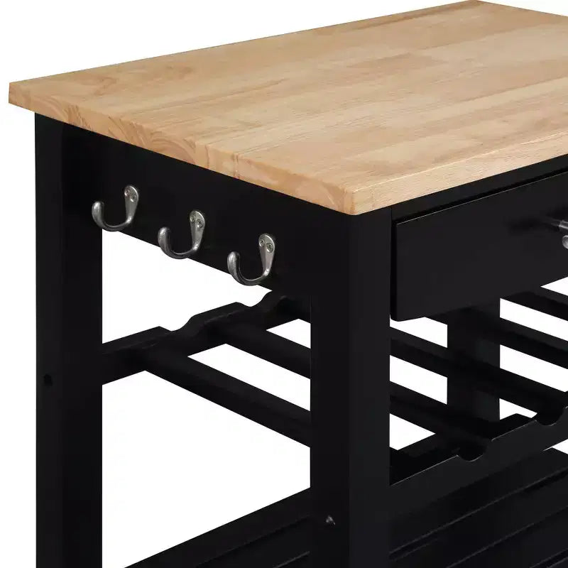 Carrello da Cucina Ellaine a 4 Ripiani con Tagliere, Cassetto e Portabottiglie - Breighton Home