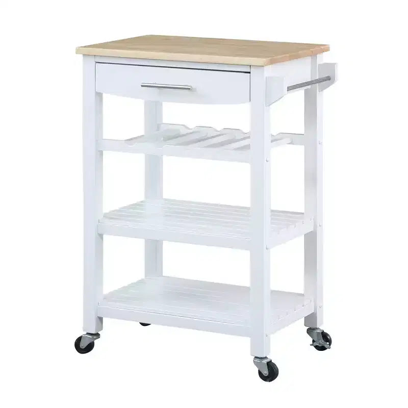 Carrello da Cucina Ellaine a 4 Ripiani con Tagliere, Cassetto e Portabottiglie - Breighton Home