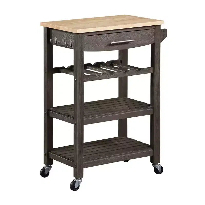 Carrello da Cucina Ellaine a 4 Ripiani con Tagliere, Cassetto e Portabottiglie - Breighton Home