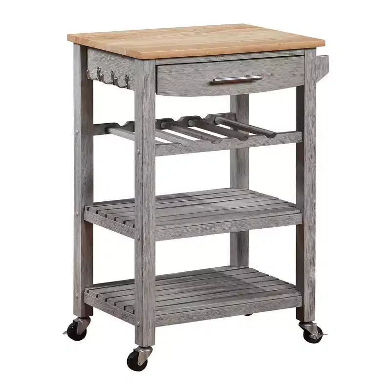 Carrello da Cucina Ellaine a 4 Ripiani con Tagliere, Cassetto e Portabottiglie - Breighton Home