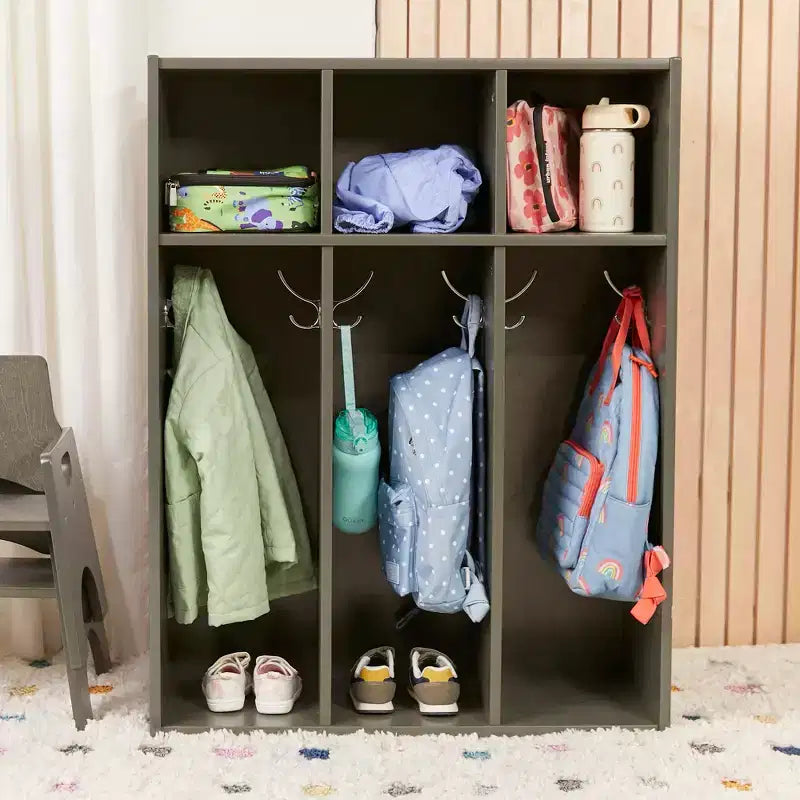 ECR4Kids Streamline Appendiabiti triplo per bambini con scomparti, Mobili per bambini