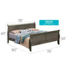 Passion Furniture Letto matrimoniale in legno Louis Philippe con pediera alta