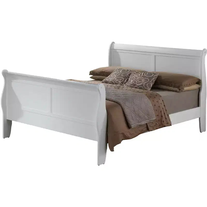 Passion Furniture Letto matrimoniale in legno Louis Philippe con pediera alta