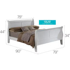 Passion Furniture Letto matrimoniale in legno Louis Philippe con pediera alta