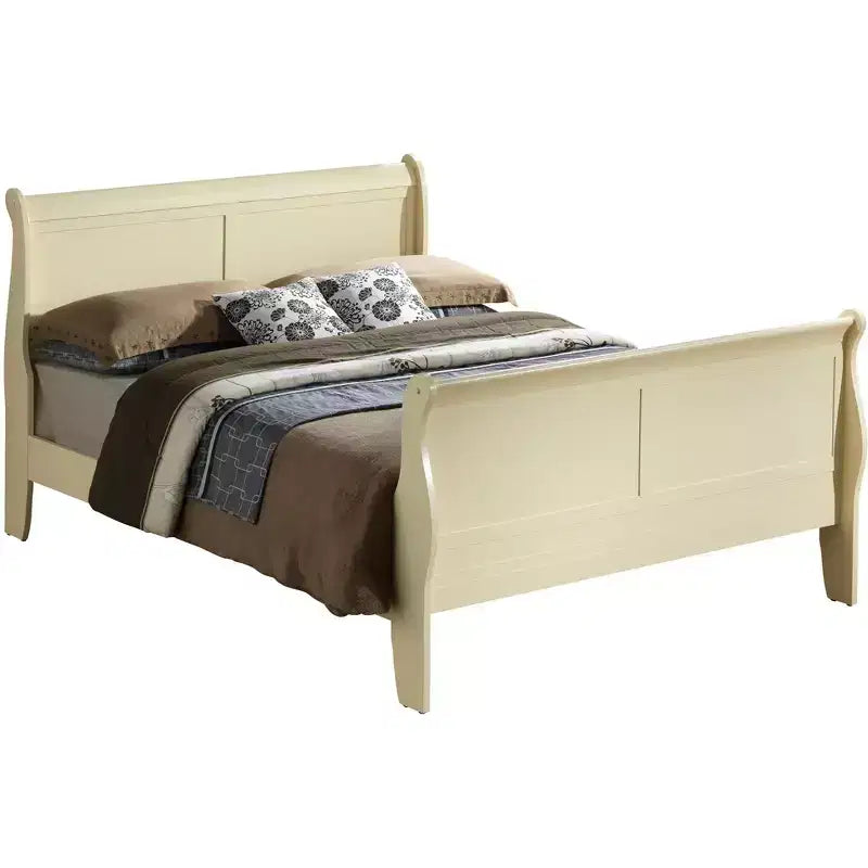 Passion Furniture Letto matrimoniale in legno Louis Philippe con pediera alta