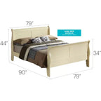 Passion Furniture Letto matrimoniale in legno Louis Philippe con pediera alta