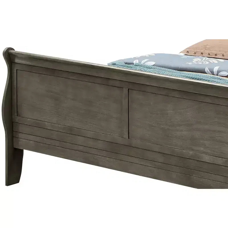 Passion Furniture Letto matrimoniale in legno Louis Philippe con pediera alta