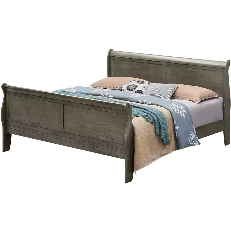 Passion Furniture Letto matrimoniale in legno Louis Philippe con pediera alta