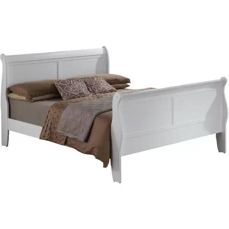 Passion Furniture Letto matrimoniale in legno Louis Philippe con pediera alta