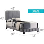 Letto a pannelli gemelli con rivestimento in velluto e trapuntatura a canale Passion Furniture Lodi