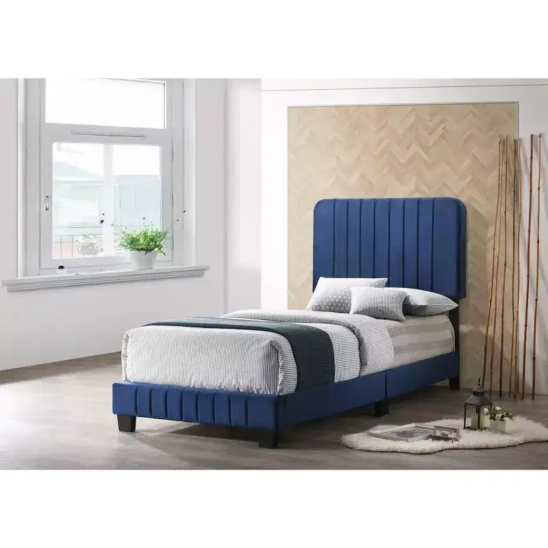 Letto a pannelli gemelli con rivestimento in velluto e trapuntatura a canale Passion Furniture Lodi