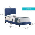 Letto a pannelli gemelli con rivestimento in velluto e trapuntatura a canale Passion Furniture Lodi