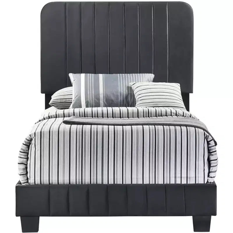 Letto a pannelli gemelli con rivestimento in velluto e trapuntatura a canale Passion Furniture Lodi