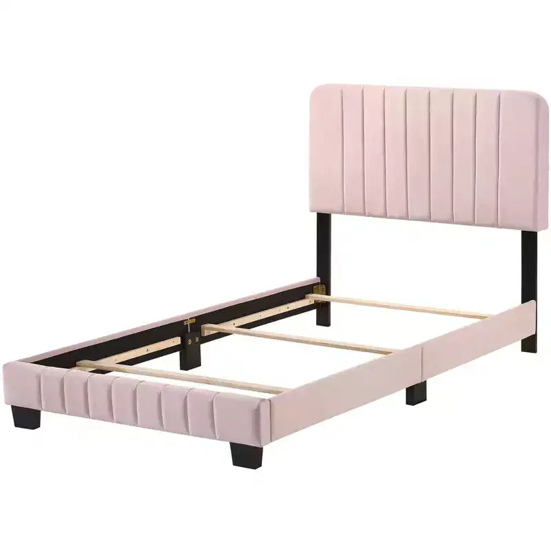 Letto a pannelli gemelli con rivestimento in velluto e trapuntatura a canale Passion Furniture Lodi