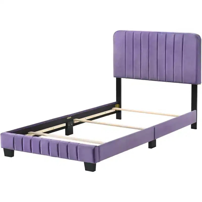 Letto a pannelli gemelli con rivestimento in velluto e trapuntatura a canale Passion Furniture Lodi