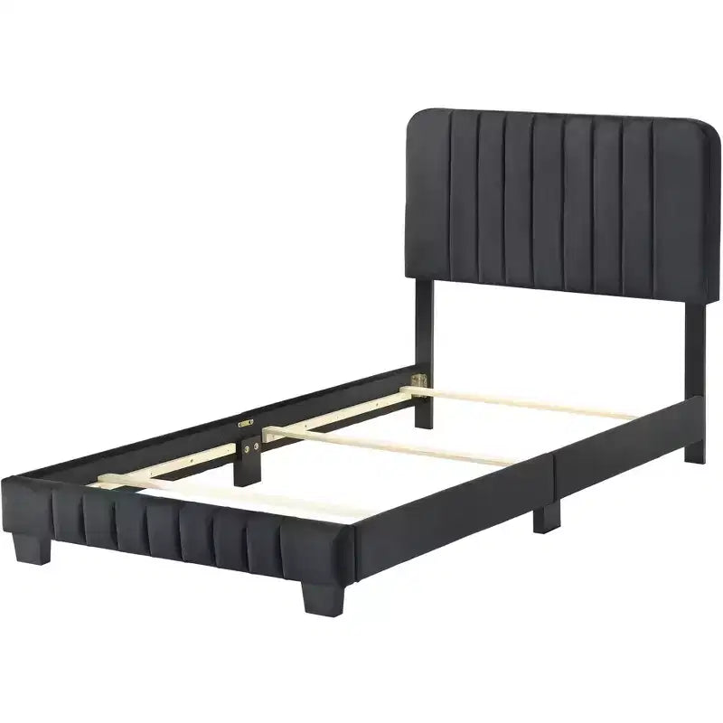 Letto a pannelli gemelli con rivestimento in velluto e trapuntatura a canale Passion Furniture Lodi
