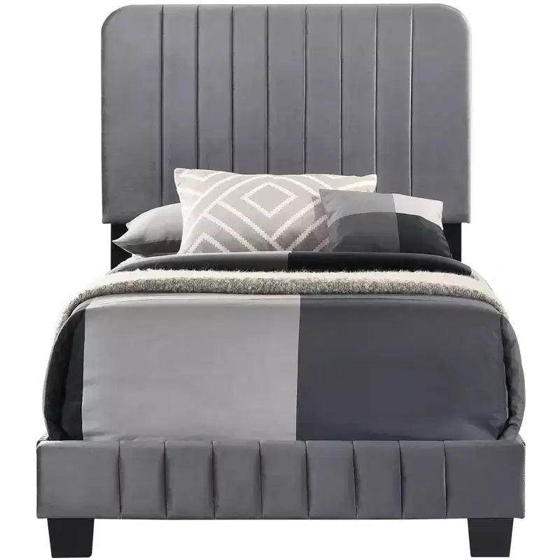 Letto a pannelli gemelli con rivestimento in velluto e trapuntatura a canale Passion Furniture Lodi