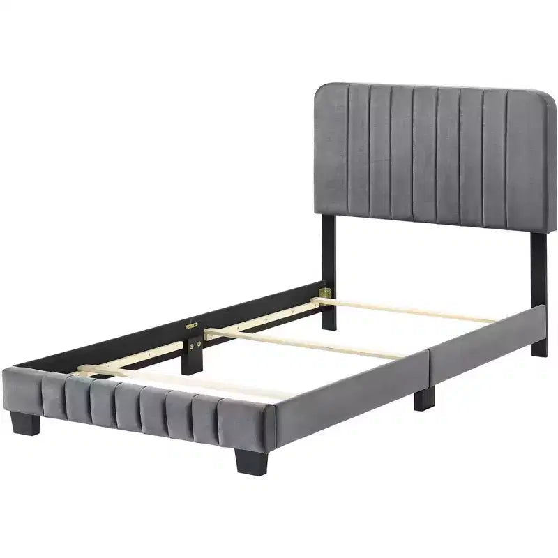Letto a pannelli gemelli con rivestimento in velluto e trapuntatura a canale Passion Furniture Lodi