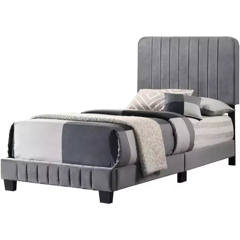 Letto a pannelli gemelli con rivestimento in velluto e trapuntatura a canale Passion Furniture Lodi