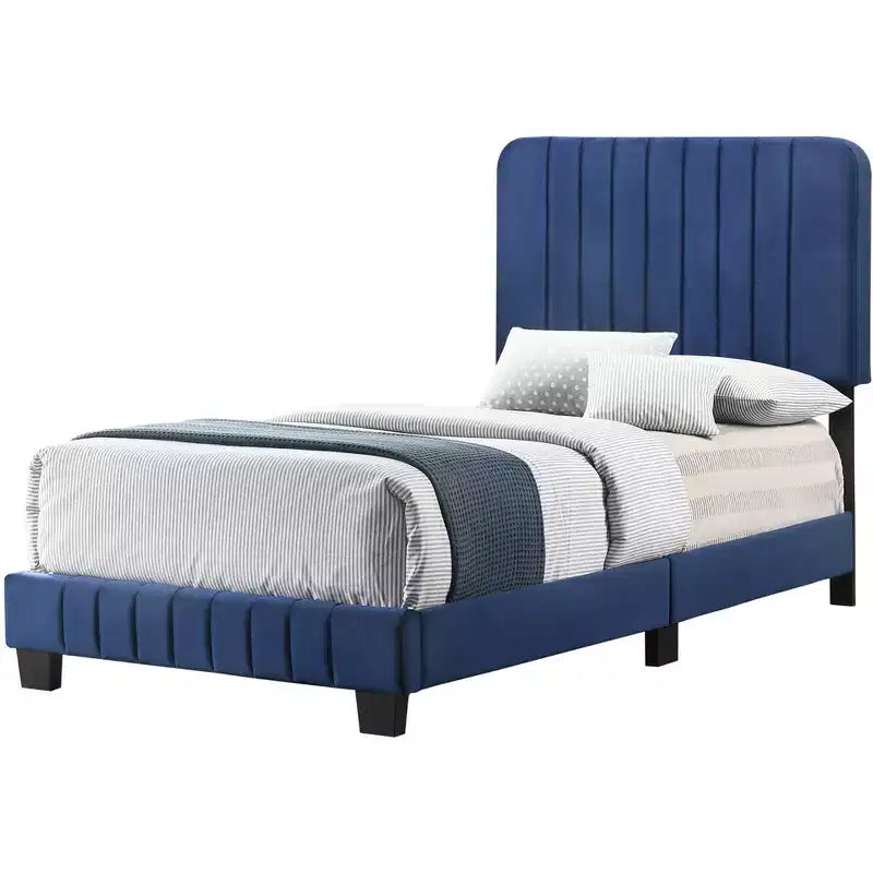 Letto a pannelli gemelli con rivestimento in velluto e trapuntatura a canale Passion Furniture Lodi